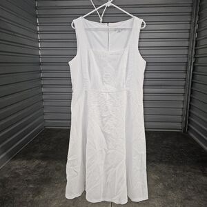 14 Emma & Michele Women's White Sleeveless Fit & Flare Midi Dress